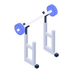 

Squat rack icon of isometric style, fitness equipment   


