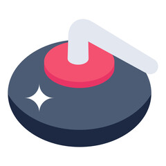 
Weightlifting tool, isometric icon of curling stone 

