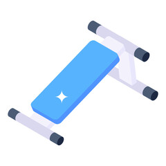 
Fitness bench icon of isometric style, gym equipment 

