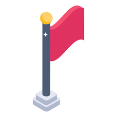 
Outdoor gaming fluttering flagpole, isometric icon of sports flag 

