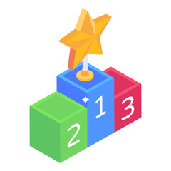 
Winning standing position, isometric icon of podium 

