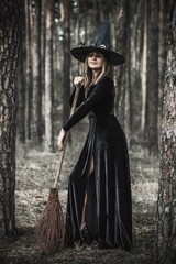Naklejka premium Witch costume, magic concept, illustration for party or carnival, mystical fashionable style
