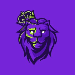 Lion king logo design vector with modern illustration concept style for badge, emblem and t-shirt printing