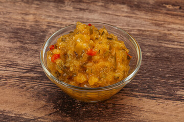 Relish sauce with cucumbers and mustard