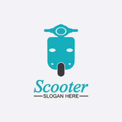 Moped scooter logo vector icon illustration design template.Retro bikes and scooters club logo.classic scooter emblems, icons and badges.