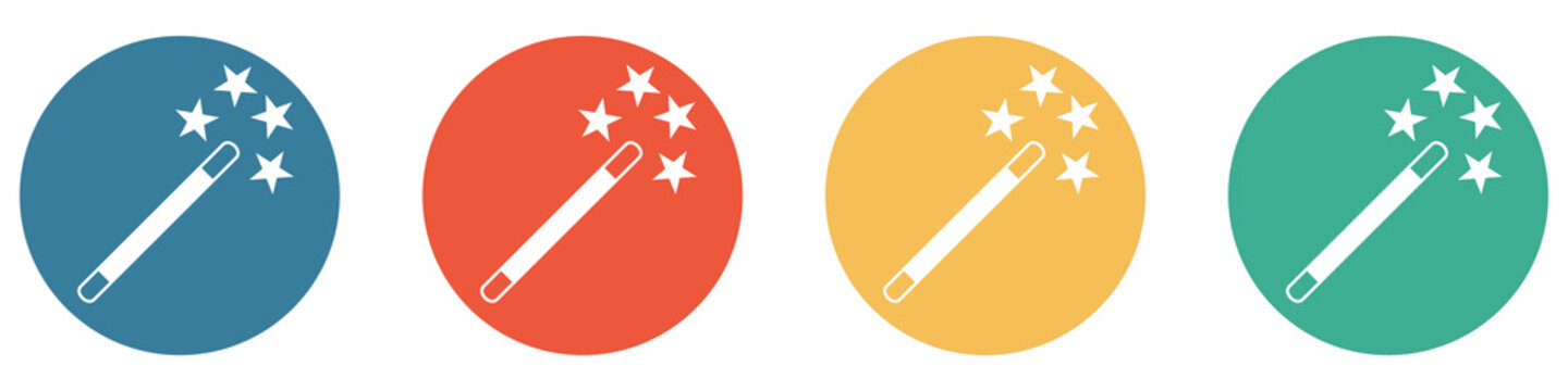 Bunter Banner mit 4 Buttons: Zauberstab zum Zaubern