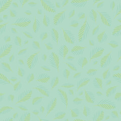 Mono print style scattered tiny leaves seamless vector pattern background. Blended monochrome pastel green lino cut effect line art leaf foliage backdrop.Texture repeat for organic wellbeing concept