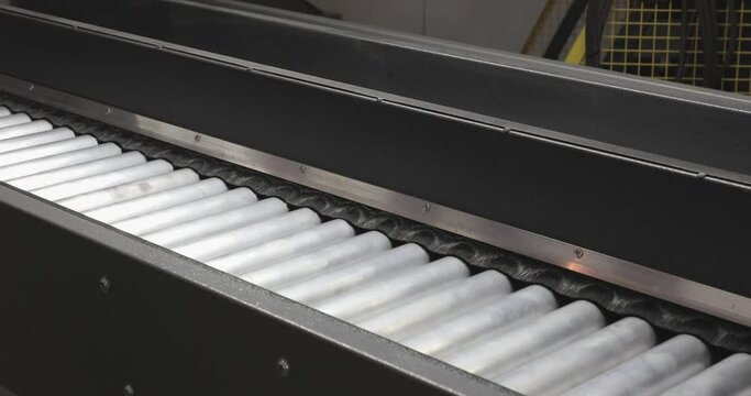 Empty Metal Conveyor Roller Transportation in Factory