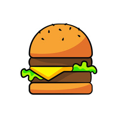 Hamburger in drawing style isolated vector. Hand drawn object illustration for your presentation, teaching materials or others.