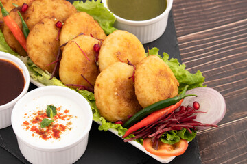 Delicious Indian Street Food Aloo Tikki Also Known As Alu Ki Tikkia A Seasoned Boiled Mashed Potato...