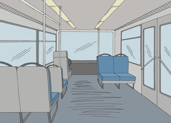 Bus interior graphic color sketch illustration vector