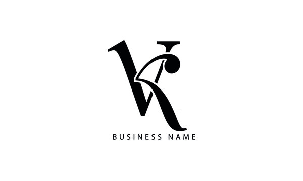 Abstract Letter Initial VK KV Vector Logo Design Template