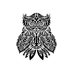 Fototapeta premium Owl from Polynesian patterns. Isolated on white background. Vector illustration.