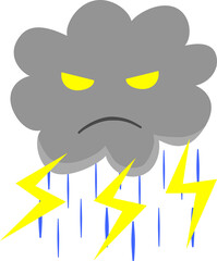 雷雲から雷雨背景無し