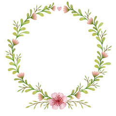 Floral Easter wreath. Watercolor spring hand painted illustration. Spring flowers. Hand drawn holiday background.