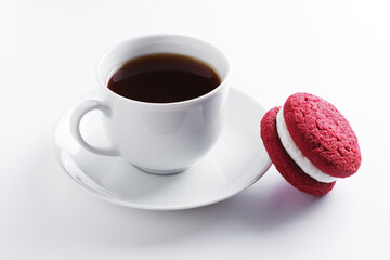 Red velvet whoopie pies and coffee