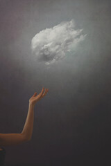 person accompanies the flight of a lonely cloud