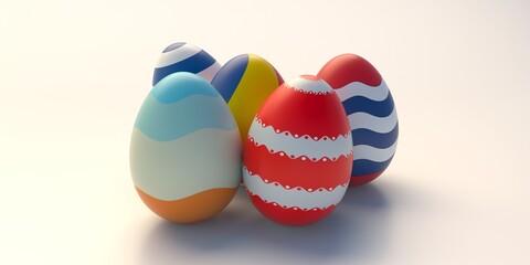 Easter eggs isolated on white background. 3d illustration