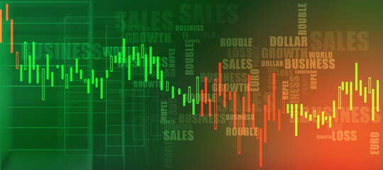 2d rendering Stock market online business concept. business Graph 