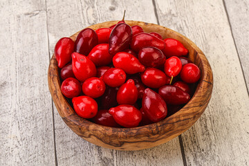 Sweet and ripe cornel berries