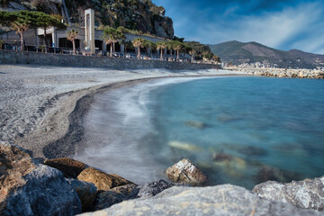 sea landscapes with silk effect of the Ligurian coast of Noli