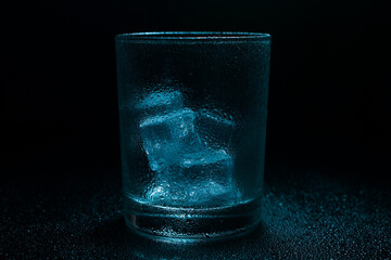 glass of water on dark background