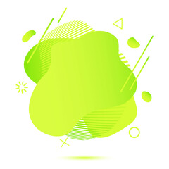 Abstract flowing liquid shape for trendy vibrant color design. Halftone pattern, fluid color overlap light green and green gradient background. Template design for logo, flyer, poster, presentation