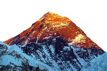 mount everest isolated on white Nepal Himalays mountains