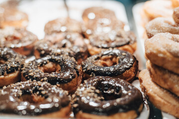 cookies donuts on a tray cafe restaurant Sweets food to choose from