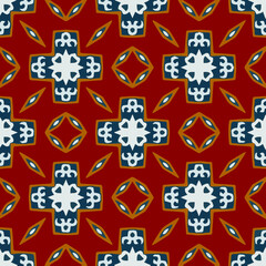  Seamless pattern with symmetric geometric ornament.
