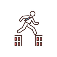 Frictional unemployment RGB color icon. Searching for better job. Finding new employment. Transitioning from one workplace to another. Voluntarily changing works. Isolated vector illustration