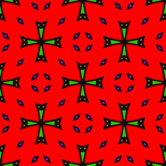  Seamless pattern with symmetric geometric ornament.
