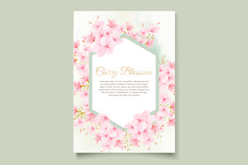 Fototapeta premium cherry blossom watercolor invitation card