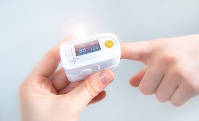 Pulse Oximeter. A device for measuring the level of oxygen saturation in the blood.