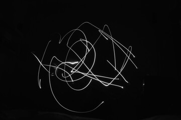 Abstract Black and white dynamic motion lights depicting technology and science in the developing world