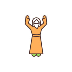 Religious leader RGB color icon. Religious body. Faith leader. Presiding over specific rituals. Clergy. Priest, imam, swami. Functioning in religious traditions. Isolated vector illustration
