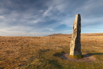 merrivale standing stone at dartmoor national park