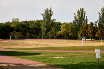 Soccer field in a park in the city of Salamanca (Spain)