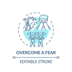 Overcome a fear concept icon. Family bonding tips. Afraid of lifestyle improving. Positive imagination idea thin line illustration. Vector isolated outline RGB color drawing. Editable stroke