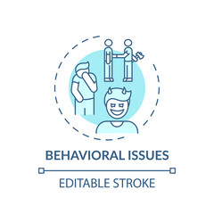 Behavioral issues concept icon. Online family therapy types. Behavioral and conduct diseases basics idea thin line illustration. Vector isolated outline RGB color drawing. Editable stroke
