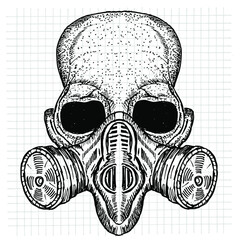 Gas Mask and skull doodle sketch