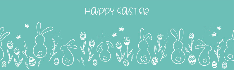 Fototapeta na wymiar Cute hand drawn Easter banner, creative and fun, great for social media, cards, invitations - vector design