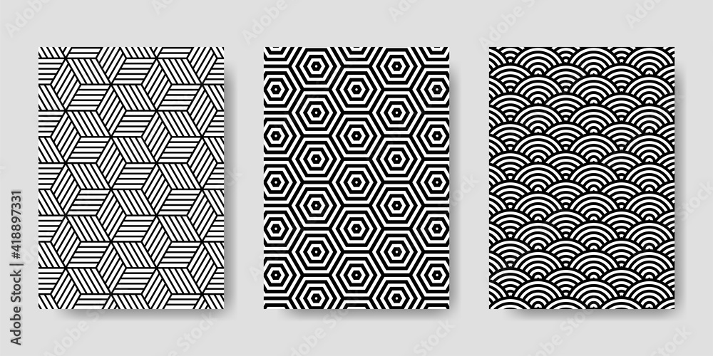 Wall mural collection of background patterns with abstract shapes.