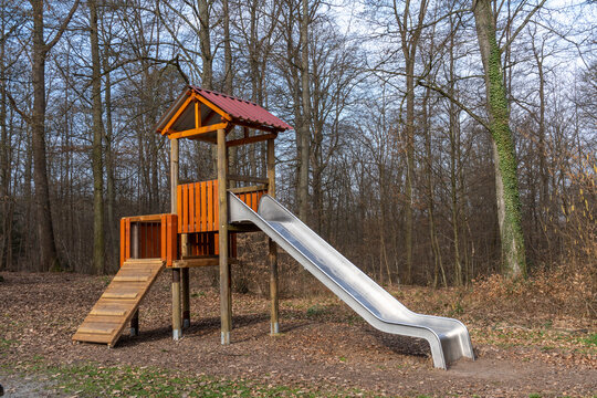 Play equipment for children in the forest