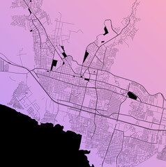 Maracay, Aragua, Venezuela (VEN) - Urban vector city map with parks, rail and roads, highways, minimalist town plan design poster, city center, downtown, transit network, gradient blueprint