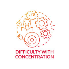 Difficulty with concentration concept icon. Psychological problems idea thin line illustration. Emotional trauma and stress. Insomnia and disease. Vector isolated outline RGB color drawing - obrazy, fototapety, plakaty