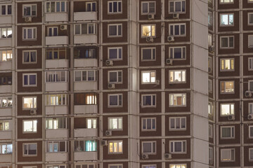 Modern skyscraper in the uptown of Moscow. Long exposure image. Sleeping area.