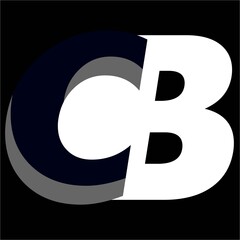 black and white monogram of letters CB