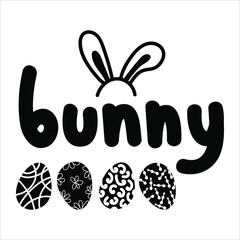 Vector illustration of EASTER isolated spring lettering with abstract elements and eggs. Calligraphy quote on white background.
Handwritten typography design. 
