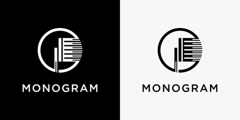 Monogram logo design template initial letter I with creative modern concept